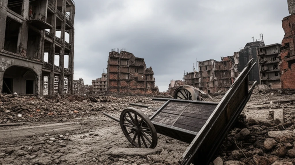 전쟁 후 폐허가 된 도시