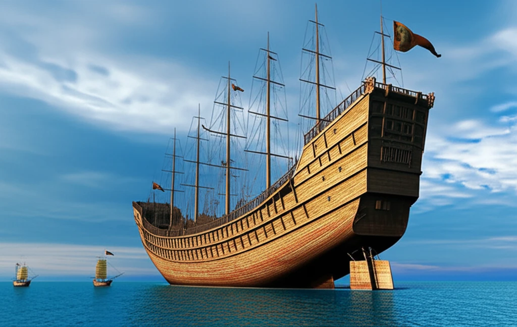 정화 함대의 웅장한 규모 비교 이미지