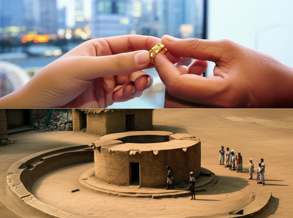 인도 현대 도시와 농촌의 대비 이미지